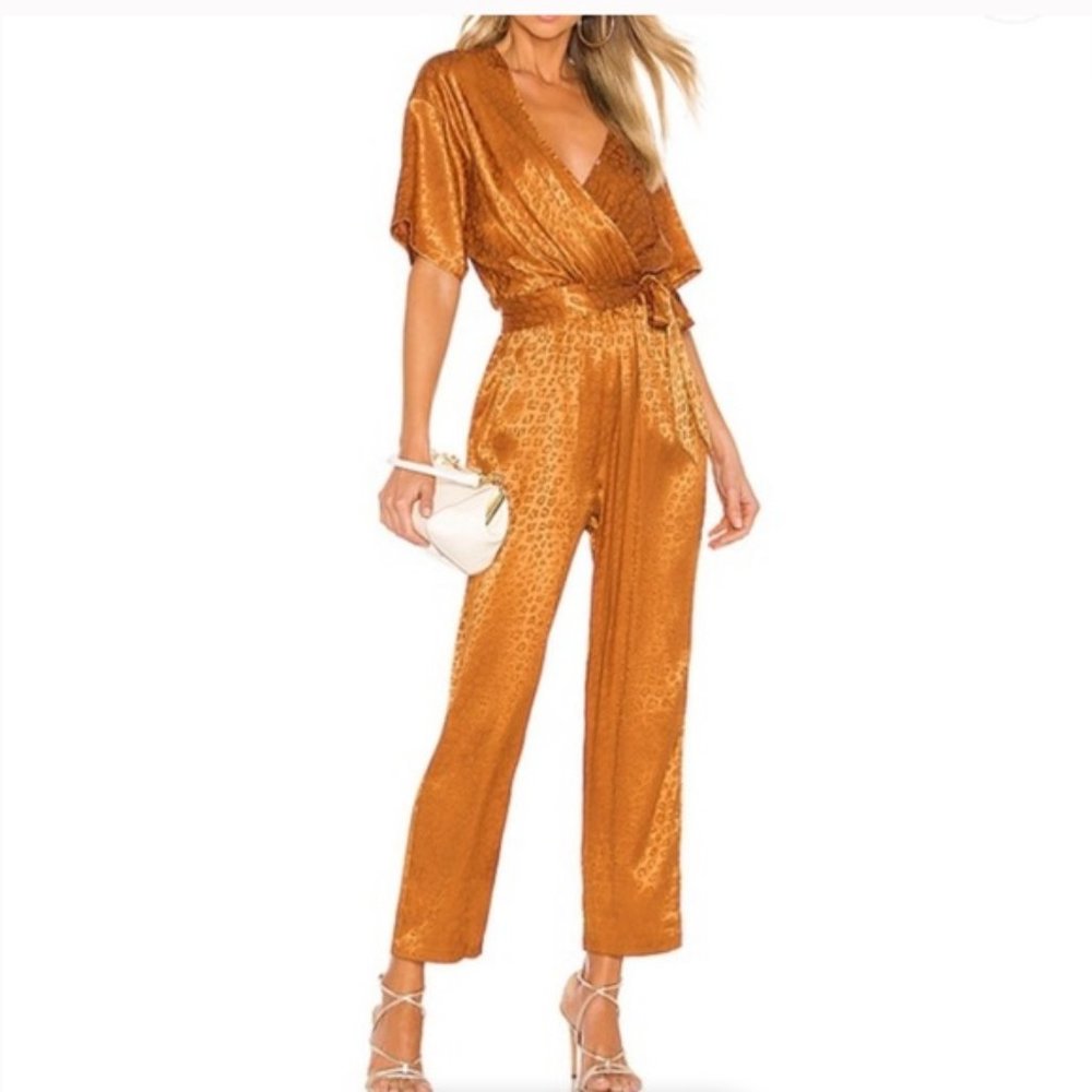 Joie Tau Leopard Satin Jumpsuit